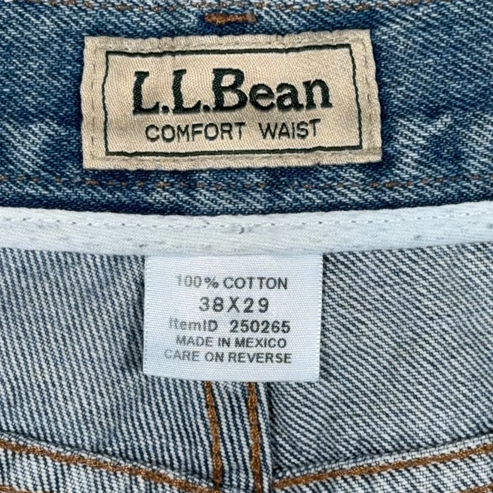 LL Bean Jeans Mens 38x29 Blue Comfort Waist Light Wash Denim Heritage Outdoor